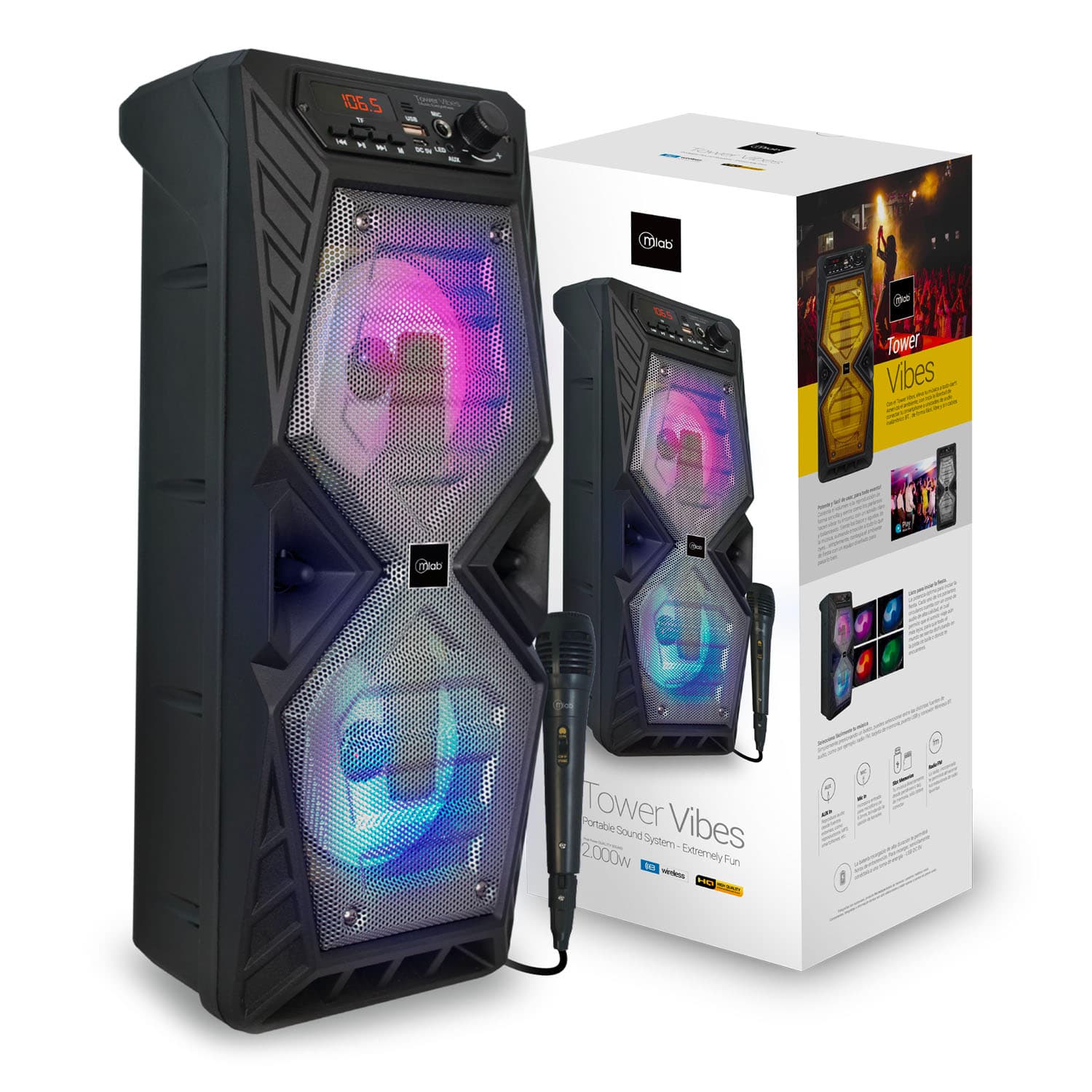Parlante Tower Vibes Portable Sound System Conecta tu smartphone - Imagen 3