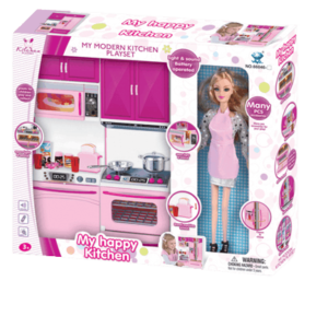 Muñeca de 30 cms.con set de cocina