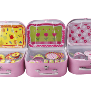 Set de tacitas y accesorios  metal en maleta