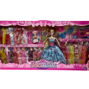 Muñeca con vestidos y accesorios