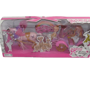Carruaje con muñeca y caballo