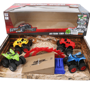 Set 4 jeep a fricción con rampla