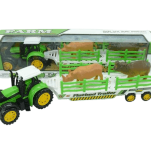 Tractor a fricción con carro y animales