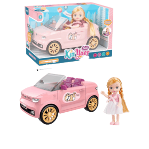 Set de muñequita y auto descapotable