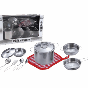 Set de ollas y utensilios de metal, 11 piezas