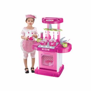 Cocina rosada con luz,  sonido y utensilios