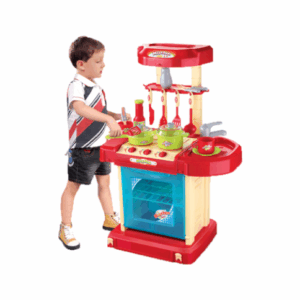 Cocina roja con luz,  sonido y utensilios