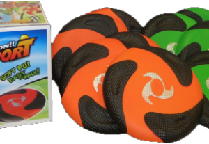 Caja con 10  frisbee de goma suave