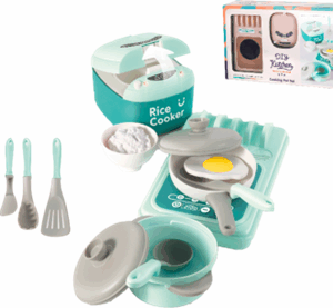 Set de cocina y olla eléctrica con luces y sonidos