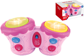 Tambor doble rosado con luces y sonidos