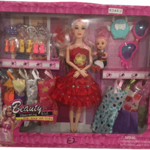 Muñeca 28 cm. con vestidos y accesorios