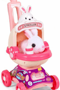 Coche con conejito y mamadera